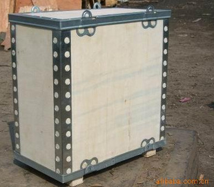 山東青島折疊連接式膠合板箱免熏蒸，鋼帶包邊夾板箱