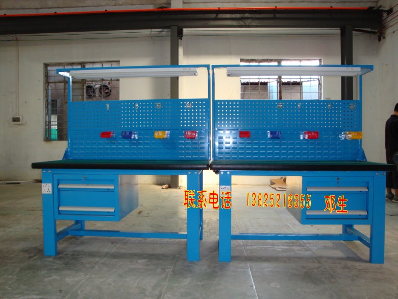 供應(yīng)車間各式工作桌_抽屜式工作桌_掛板式工作桌_帶燈架工作桌
