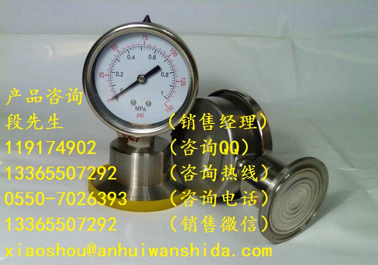 YN-100/MN衛(wèi)生型隔膜壓力表0.4-2.5MPa