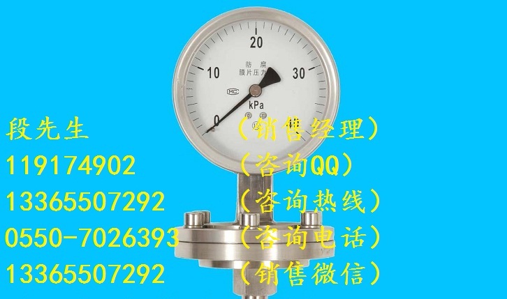 YPF-100B-F系列膜片儀表0-2.5MPa