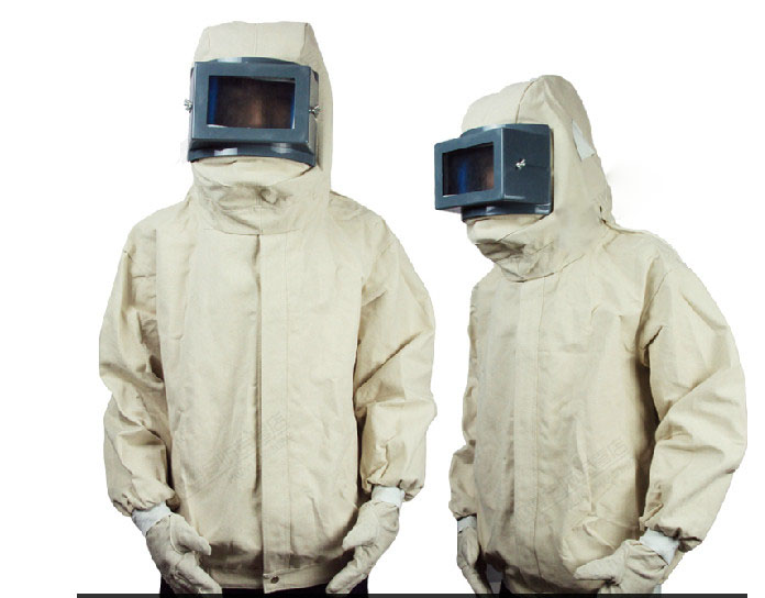 泰州平面玻璃噴砂防護(hù)服 加厚耐磨帆布噴砂服 除銹噴砂服