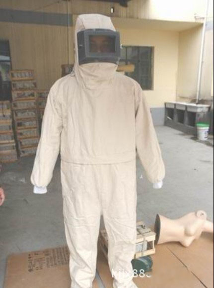 湖州透氣式帆布噴砂服 連體帆布噴砂防護服 耐磨帆布噴砂服
