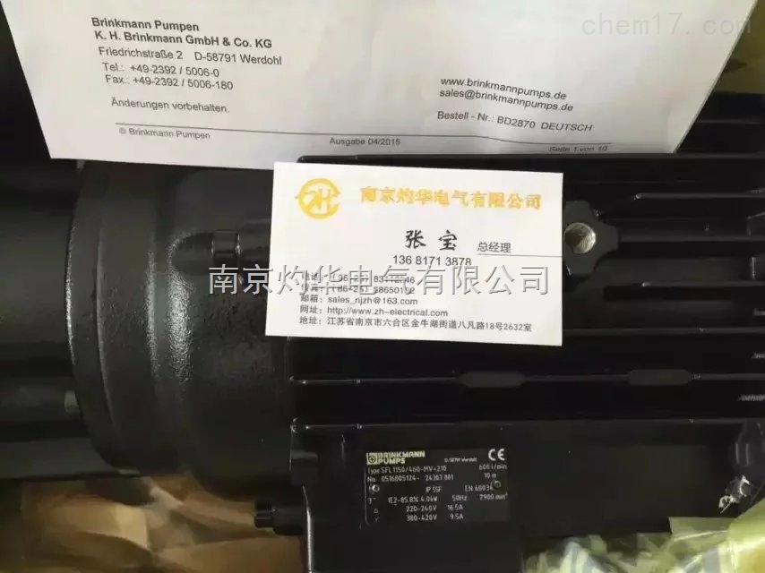 德國(guó)布曼BRINKMANN 水泵 電機(jī) 葉輪 4-6周貨期