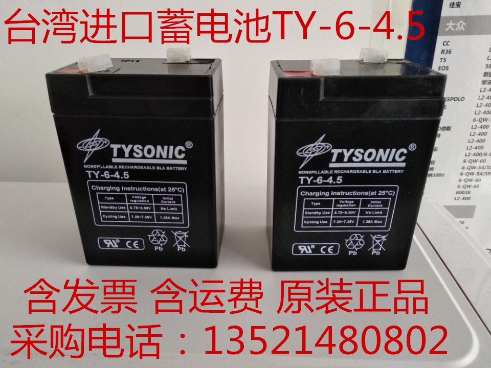 美國進(jìn)口TYSONIC電池6-4.5