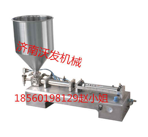 半自動臥式芝麻醬灌裝機(jī)，濟(jì)南臥式甜面醬灌裝機(jī)