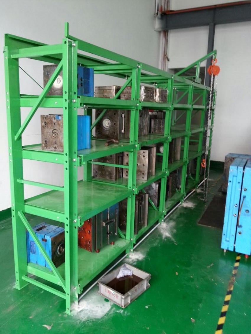 模具架定做 塑膠廠模具擺放架 抽屜式帶天車葫蘆模具架