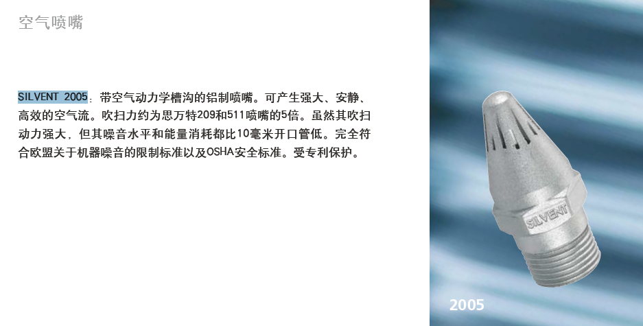 瑞典SILVENT 2005，思萬特噴嘴，進(jìn)口