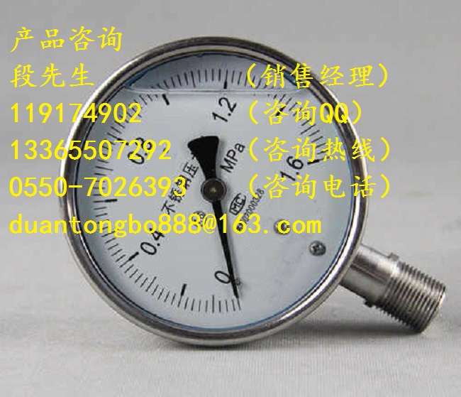 Y-150B不銹鋼壓力表安裝形式