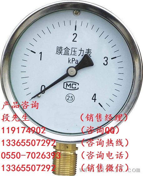 全不銹鋼壓力表Y-103B/0-1.6MPa