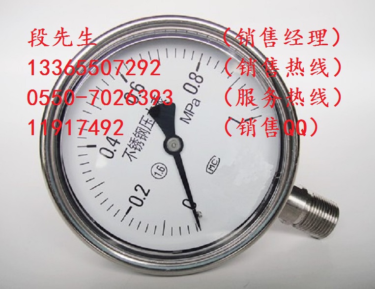 Y-63B不銹鋼壓力表0-0.6MPa生產(chǎn)地