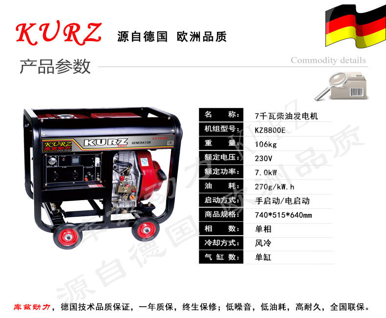 KZ8800E/7kw柴油發(fā)電機(jī)組