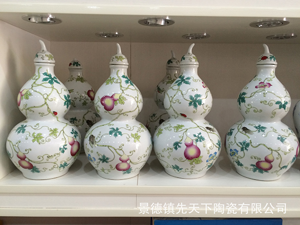 5斤粉彩葫蘆陶瓷酒瓶 葫蘆酒瓶批發(fā) 定制LOGO