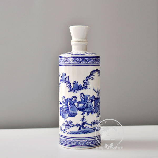 1斤青花瓷直筒酒瓶 釀酒圖 酒瓶定制LOGO 廠家直銷(xiāo)量大價(jià)優(yōu)