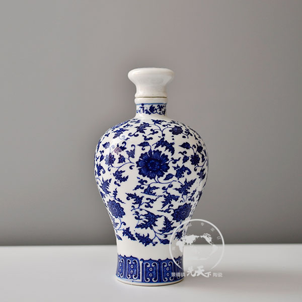 1斤裝陶瓷酒瓶 青花瓷纏枝蓮梅萍酒瓶批發(fā) 廠家直銷  可定制