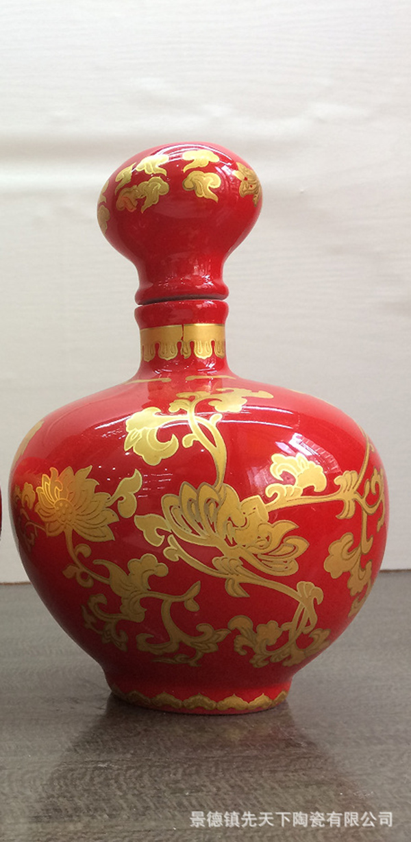 5斤裝原漿紅色陶瓷酒瓶 鎖扣和禮盒另配 可定制