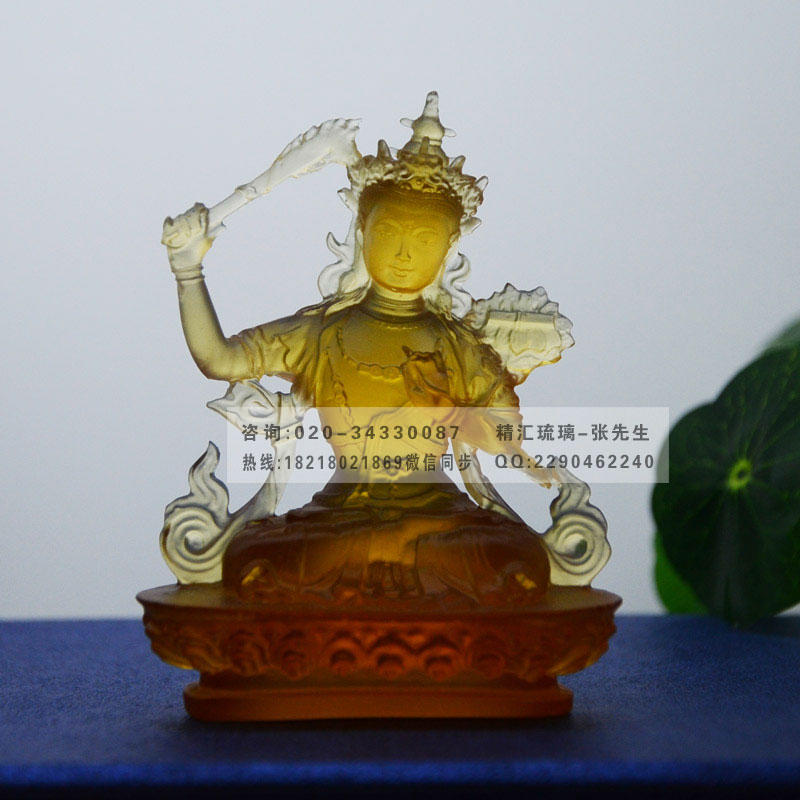 琉璃文殊菩薩佛像，石家莊琉璃佛像廠家，古法琉璃佛像