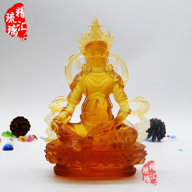 密宗琉璃佛像廠家直銷，古法琉璃黃財神佛像批發(fā)