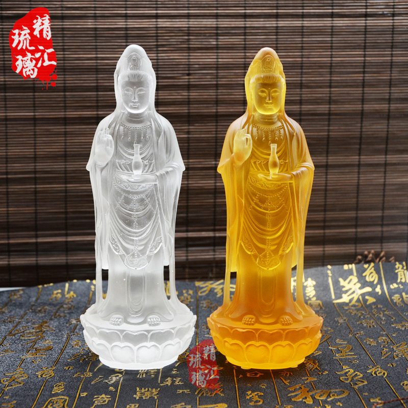 觀世音菩薩琉璃佛像，凈瓶觀音佛像，家居佛堂供奉
