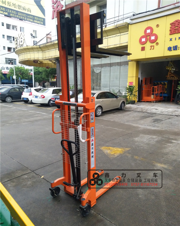 0.5噸1噸1.5噸2噸鋼絲繩半電動堆高車升高車裝卸車電動叉車堆高機