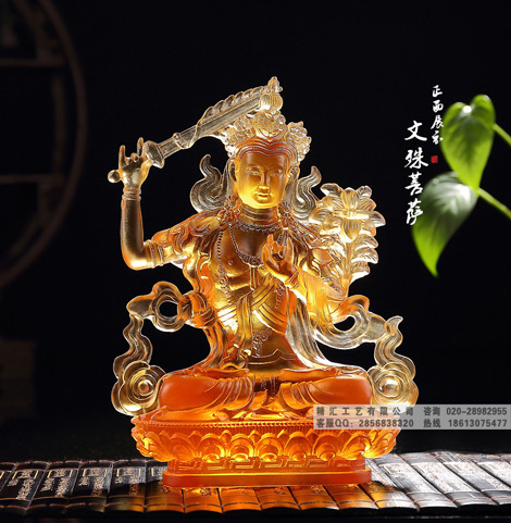 北京文殊菩薩琉璃佛像批發(fā)，批量現(xiàn)貨文殊菩薩佛像，古法燒制文殊菩薩價(jià)格