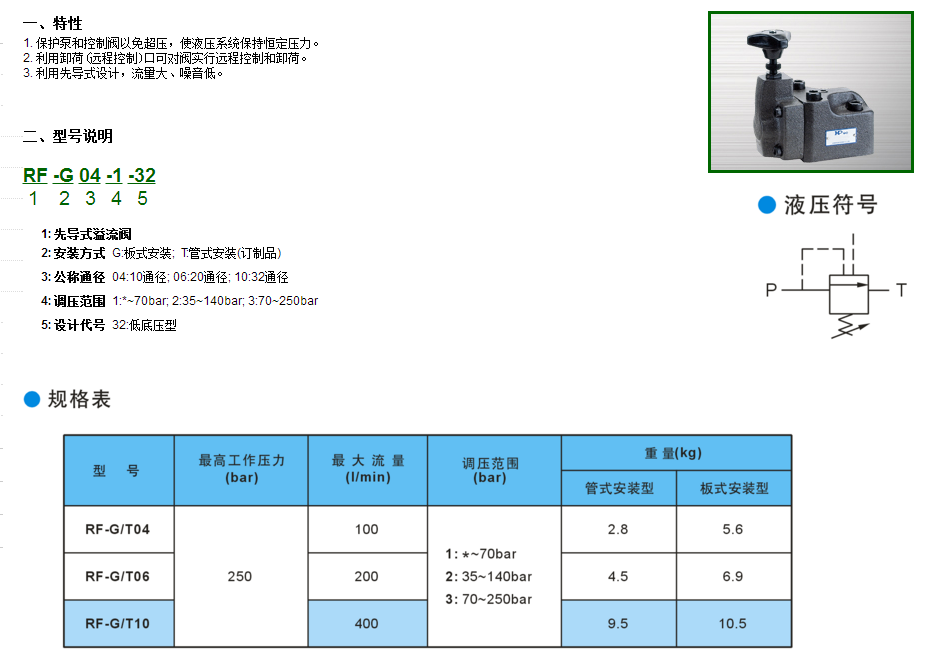 臺(tái)灣HP先導(dǎo)式溢流閥RF-G04-1/2/3-32