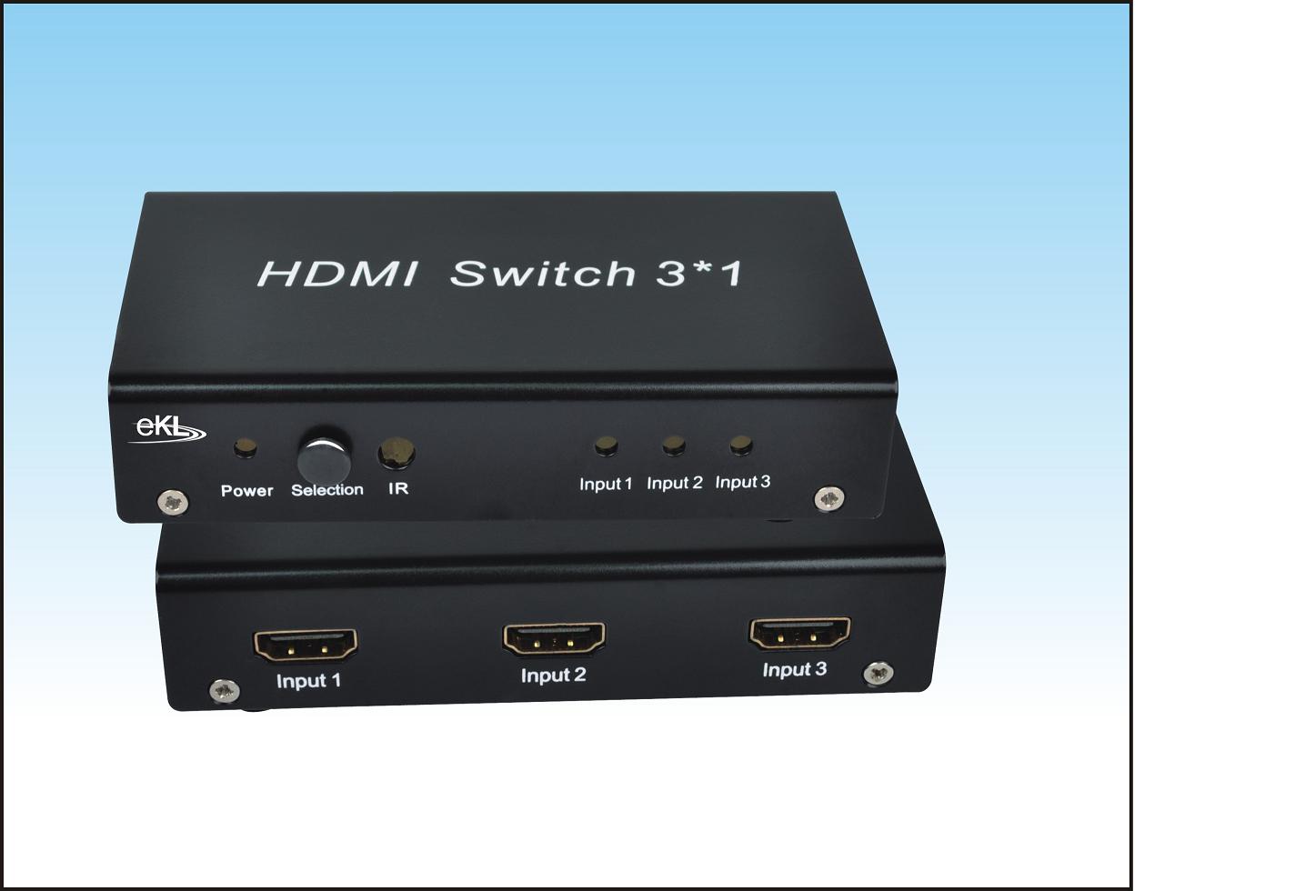 eKL北京三口HDMI 高清視頻切換器三切一 三進(jìn)一出 3*1 北京價格廠家直銷