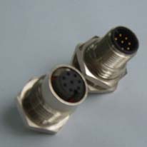 M12航空插座 帶線，M12針式法蘭連接器