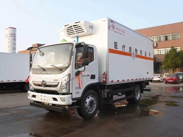 福田奧鈴國六醫(yī)療廢物轉(zhuǎn)運(yùn)車 自動噴霧 紫外線消毒 不銹鋼廂體