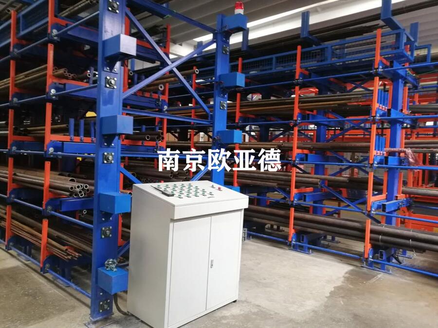 電動(dòng)伸縮式懸臂貨架 配合行車 存儲(chǔ)鋼材 管材 圓鋼