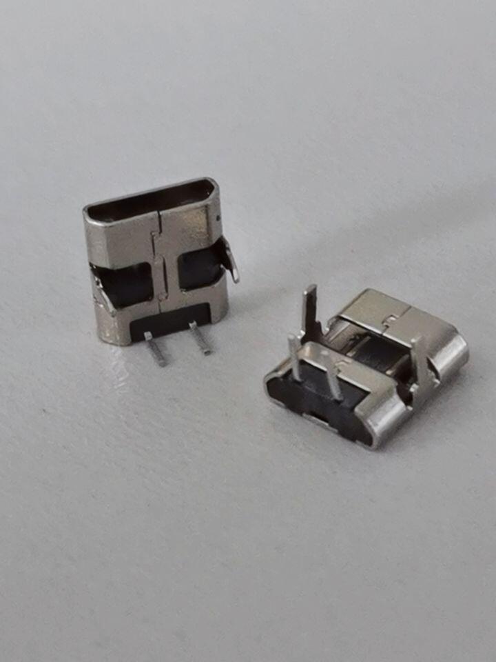 MICRO兩腳直插 平口USB連接器  邁克2P母座 90度DIP