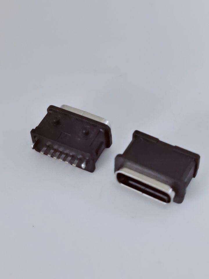 TYPE-C 6PIN 立式直插全塑防水母座 電動(dòng)牙刷、兒童手表連接器接口