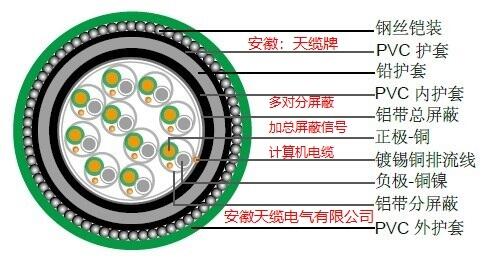 多對分屏蔽/總屏蔽加鎧裝加鉛護(hù)套熱電偶電纜/安徽天纜