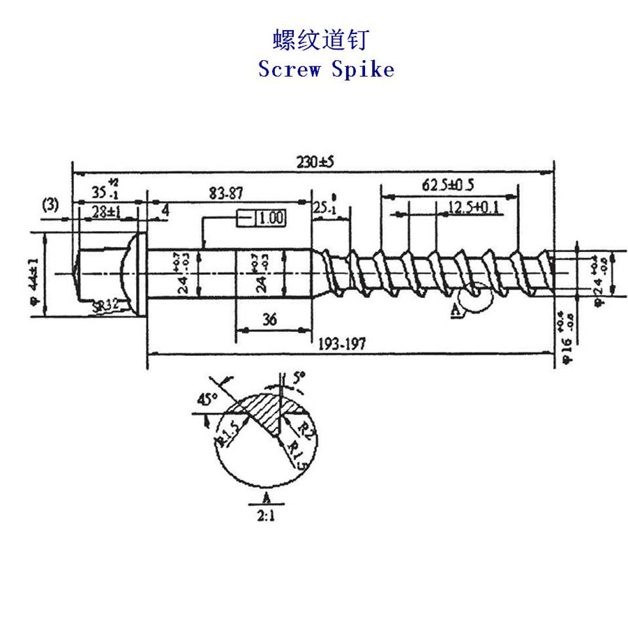 波多黎各電鍍鋅螺紋道釘廠家