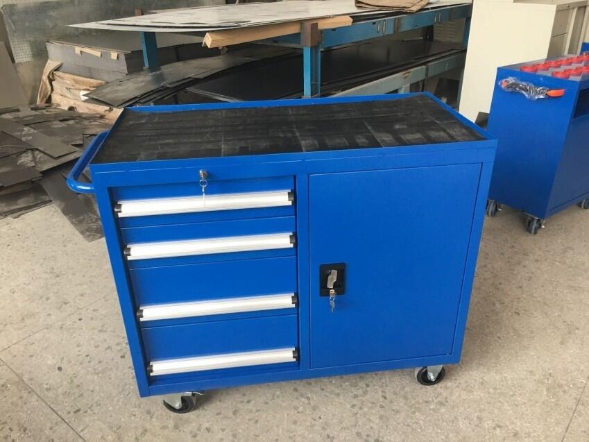 車間手推工具車 四抽一門工具車 定制層板式放鉗類工具車
