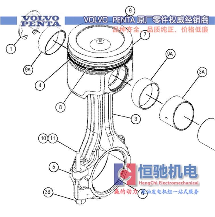 沃爾沃連桿總成 TAD1240GE 發(fā)電機組配件