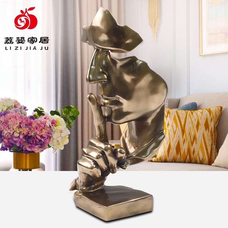 樹脂工藝品供應廠家現(xiàn)代辦公室擺件室內裝飾品吻語面具