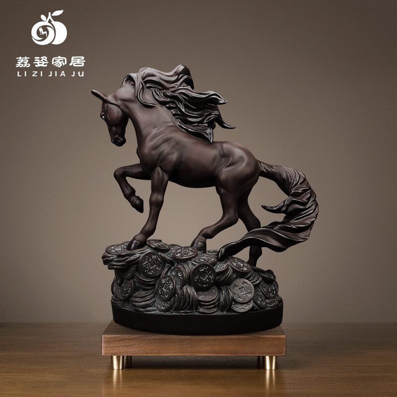 供應廠家樹脂工藝品創(chuàng)意家居中式駿馬擺件