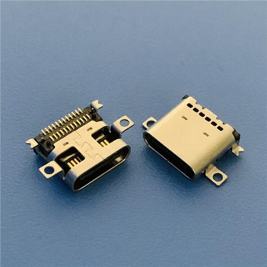 TYPE C 24P全貼母座 USB 3.1 貼板四腳雙排貼板插座 24Pin全貼