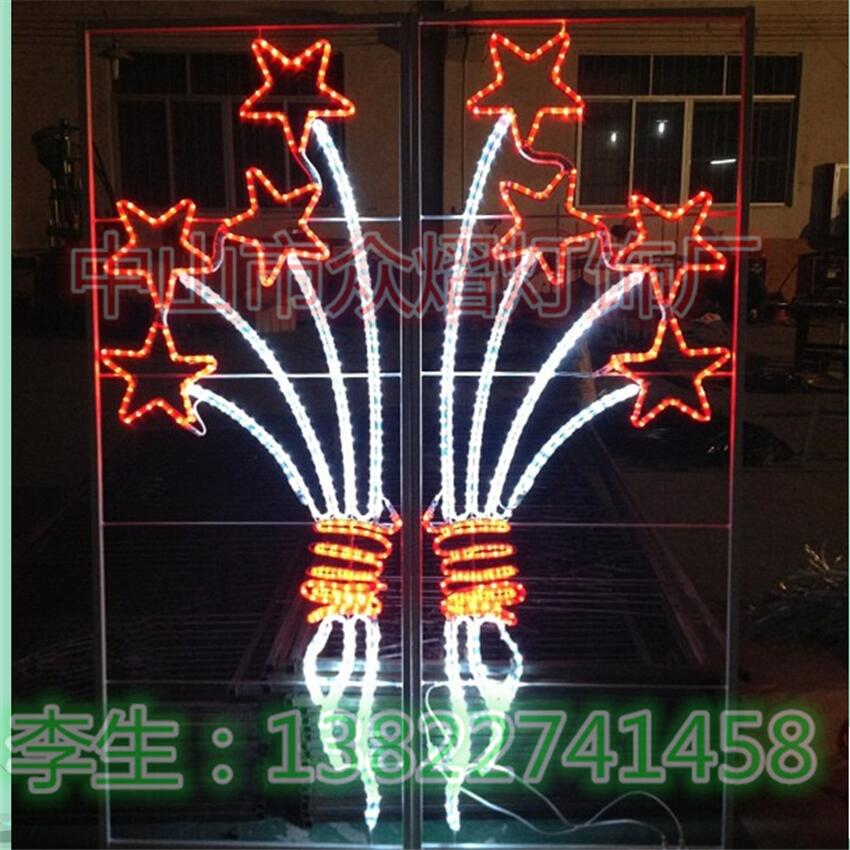 眾熠燈桿花束造型燈，孔雀開屏燈桿造型燈