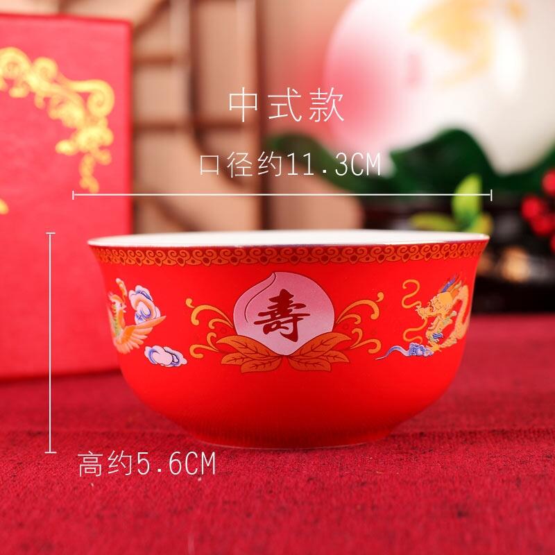 母親80歲壽碗回禮，生日禮品祝壽龍鳳壽碗