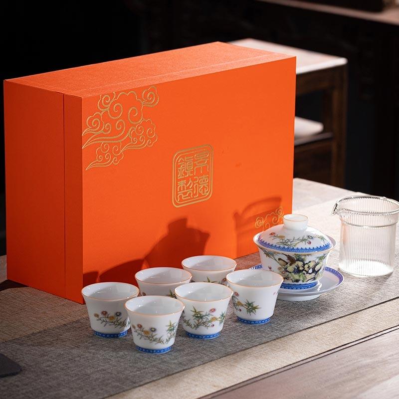 端午節(jié)禮品茶具定做，傳統(tǒng)中式文創(chuàng)陶瓷功夫茶具套裝
