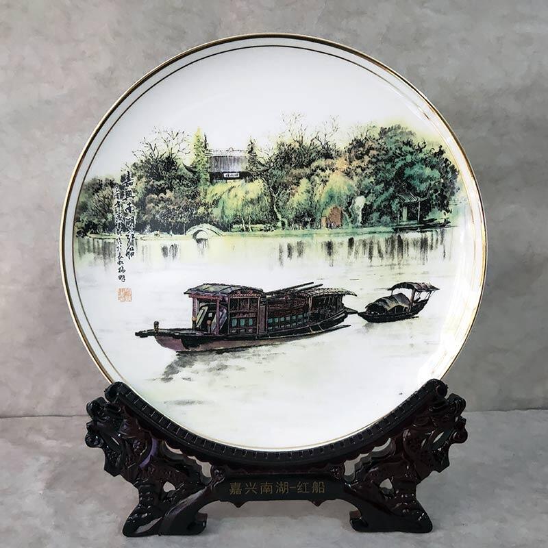 集團(tuán)慶典禮品紀(jì)念盤，景德鎮(zhèn)陶瓷賞盤工藝品擺件，同學(xué)聚會(huì)紀(jì)念盤定制