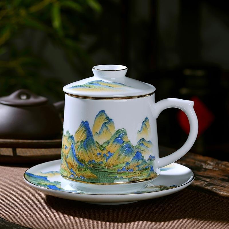 辦公室禮品茶杯定制，中秋佳節(jié)伴手禮茶杯，公司送客戶伴手禮辦公杯套裝