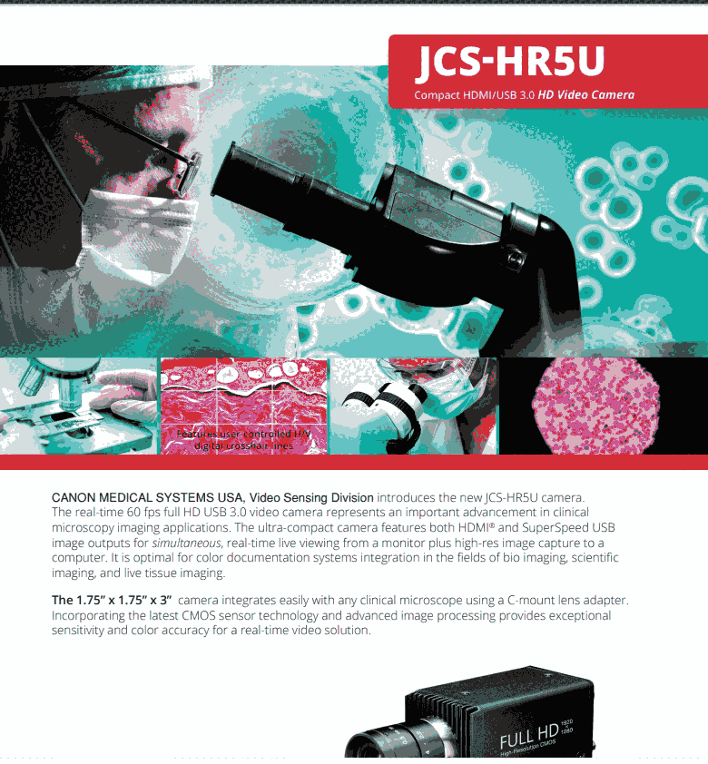 佳能生物顯微鏡USB/HDMI接口相機(jī)JCS-HR5U現(xiàn)貨經(jīng)銷商價(jià)格