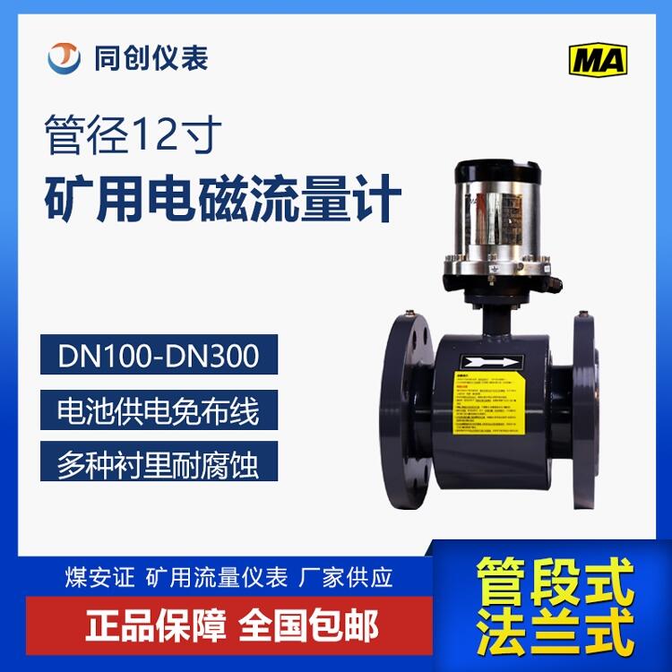 管徑12寸礦用電磁流量計 洗煤廠法蘭對裝管段式流量傳感器廠家