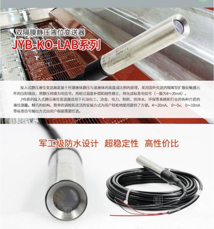 北京昆侖海岸雙隔膜液位變送器JYB-KO-LAG
