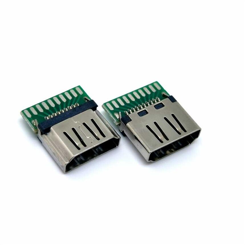 HDMI 夾板式母座 20個(gè)焊盤(pán) 鐵殼鍍鎳