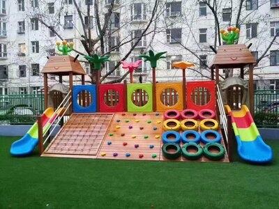 幼兒園戶外進口木質(zhì)攀爬架 兒童大型木制滑梯組合