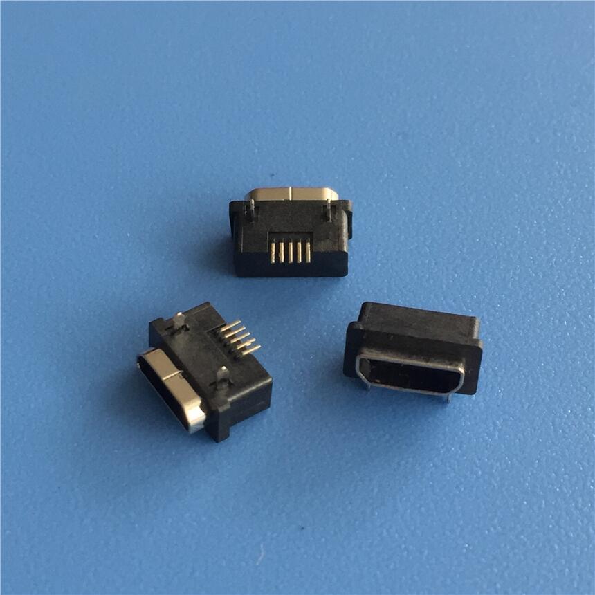 MICRO B型防水母座 板上插板  前插后貼 IP67等級 帶防水膠圈