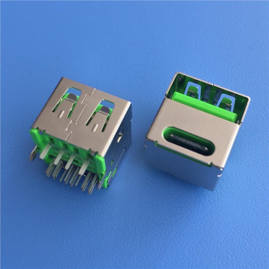 車充插座二合一 TYPEC+A母 兩用雙連插座 綠膠彩色車充USB